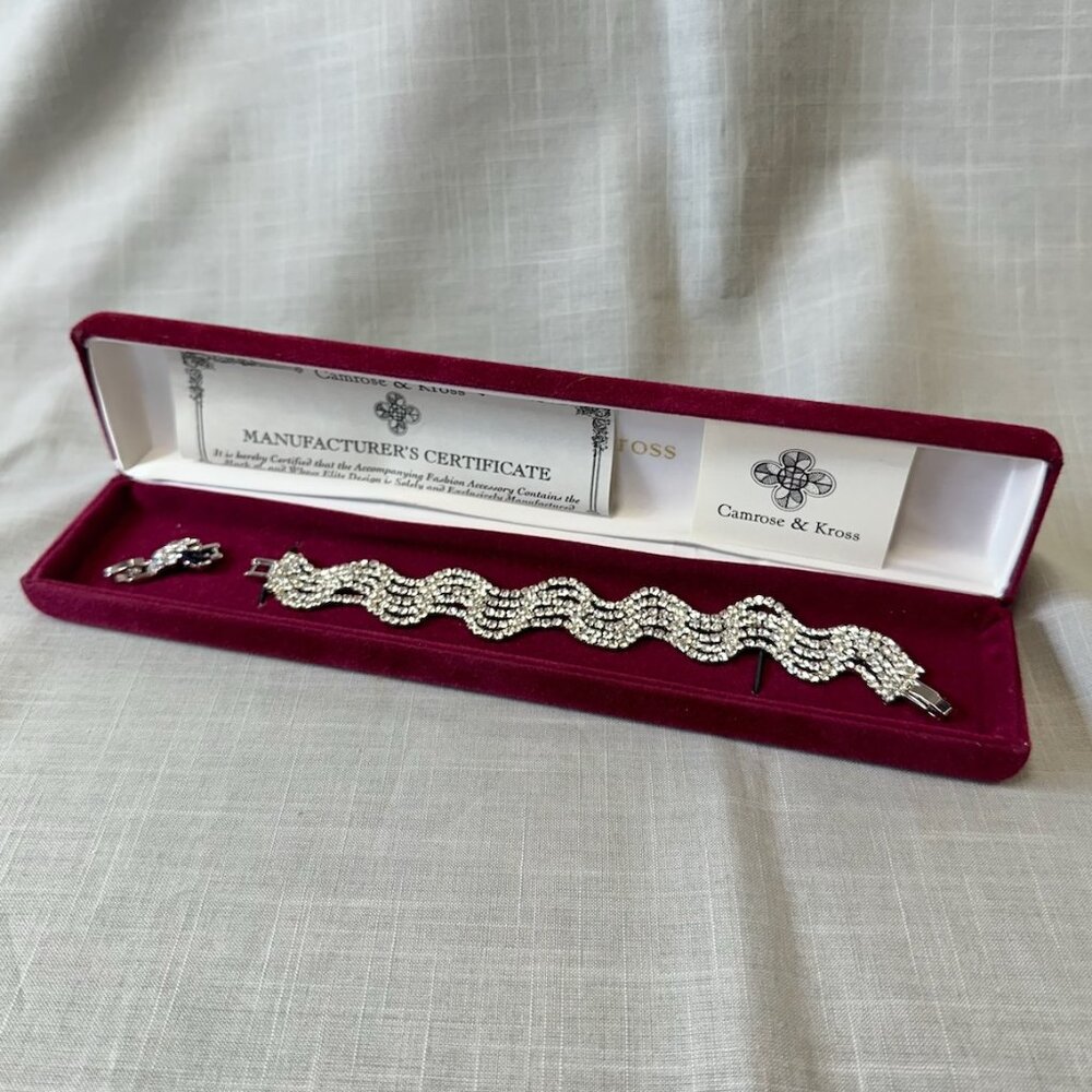 Vintage Camrose & Kross Wavy Rhinestone Bracelet with Extender